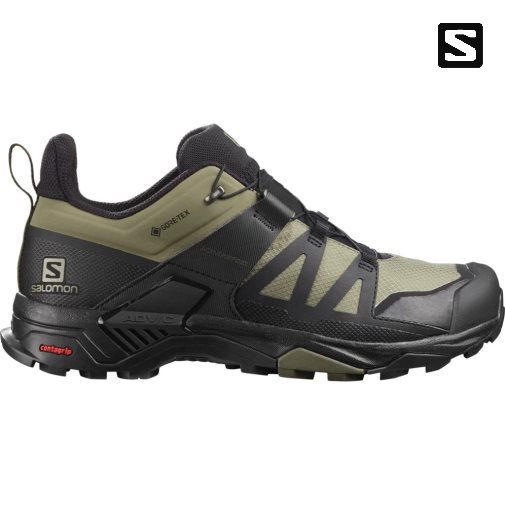 Black / Olive Salomon X Ultra 4 GTX Men's Hiking Shoes | PH 61259A